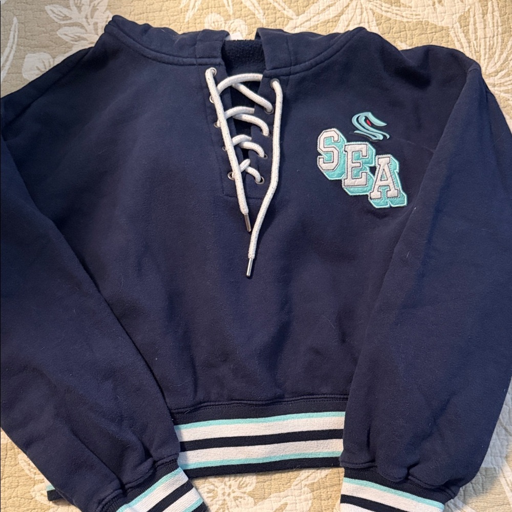 Seattle Kraken Lace-Up Women's Crop Sweater